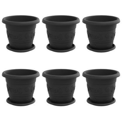 Vasi per Piante 6 pcs Nero Ø 22 x 18 cm Plastica | homemem39