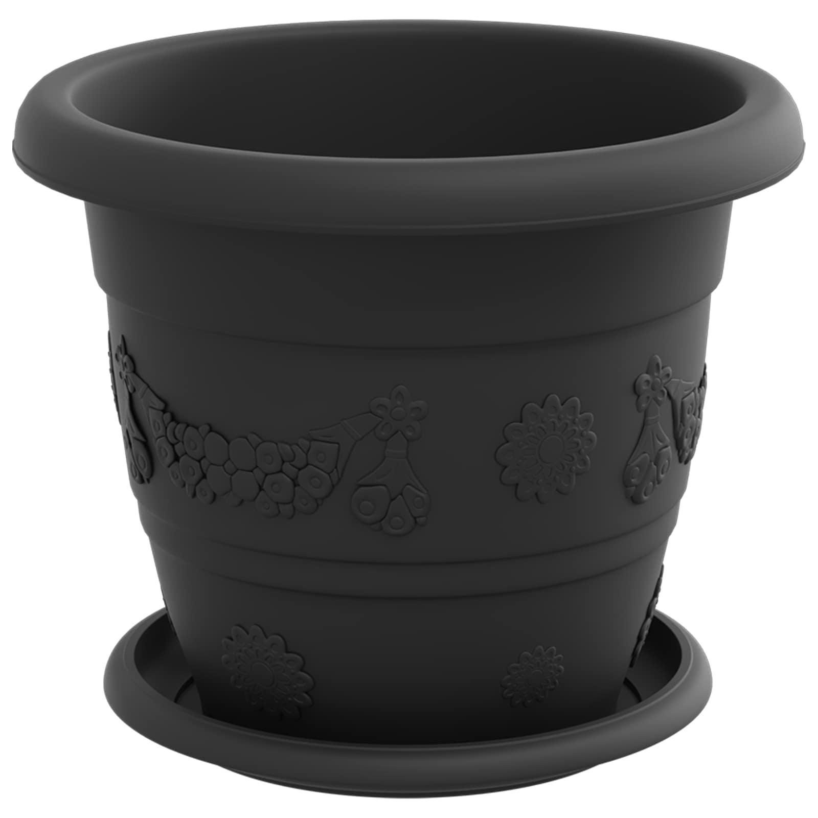 Vasi per Piante 6 pcs Nero Ø 22 x 18 cm Plastica | homemem39
