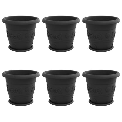 Vasi per Piante 6 pcs Nero Ø 34 x 28 cm Plastica | homemem39