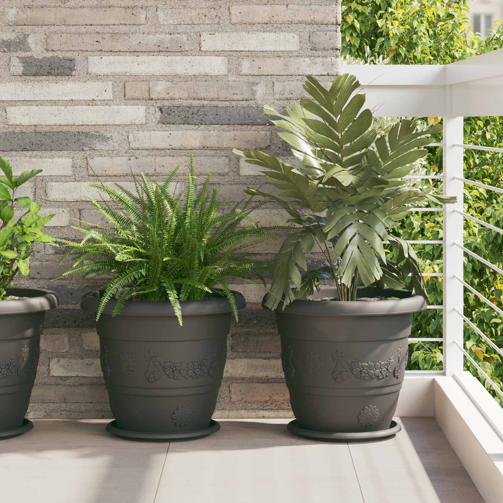 Vasi per Piante 6 pcs Nero Ø 39 x 32 cm Plastica | homemem39