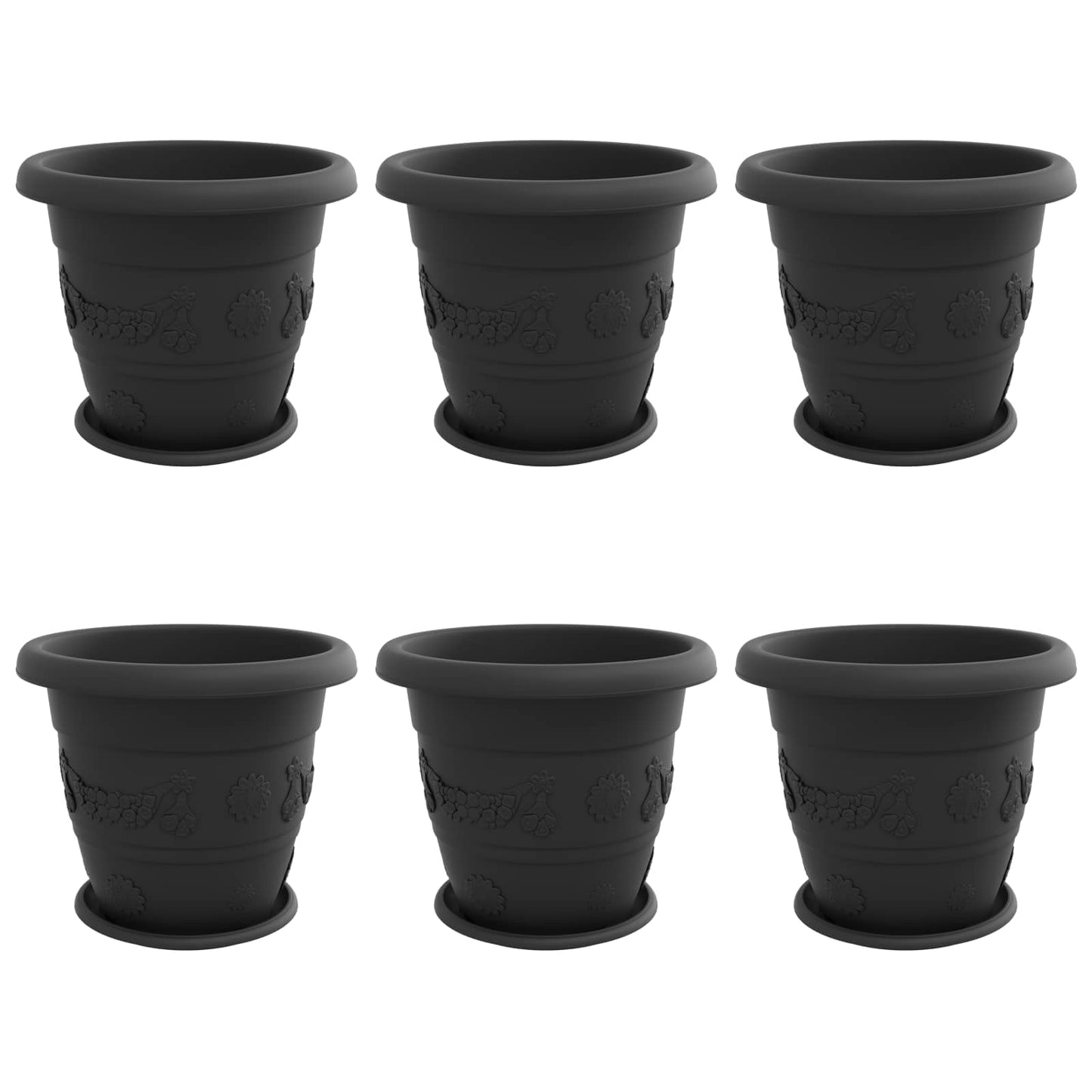 Vasi per Piante 6 pcs Nero Ø 39 x 32 cm Plastica | homemem39