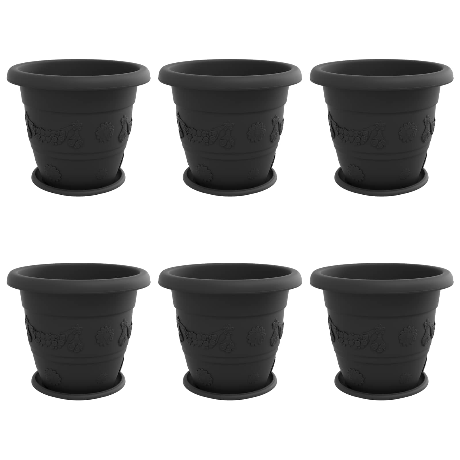 Vasi per Piante 6 pcs Nero Ø 39 x 32 cm Plastica | homemem39