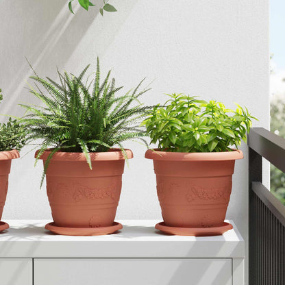 Vasi per Piante 24 pcs Rosso Mattone Ø 22 x 18 cm Plastica | homemem39