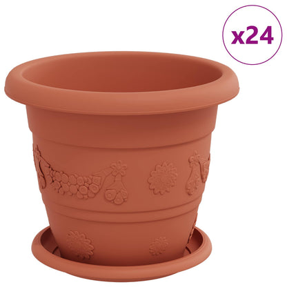 Vasi per Piante 24 pcs Rosso Mattone Ø 22 x 18 cm Plastica | homemem39