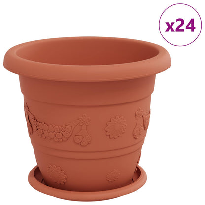 Vasi per Piante 24 pcs Rosso Mattone Ø 26 x 21.5 cm Plastica
