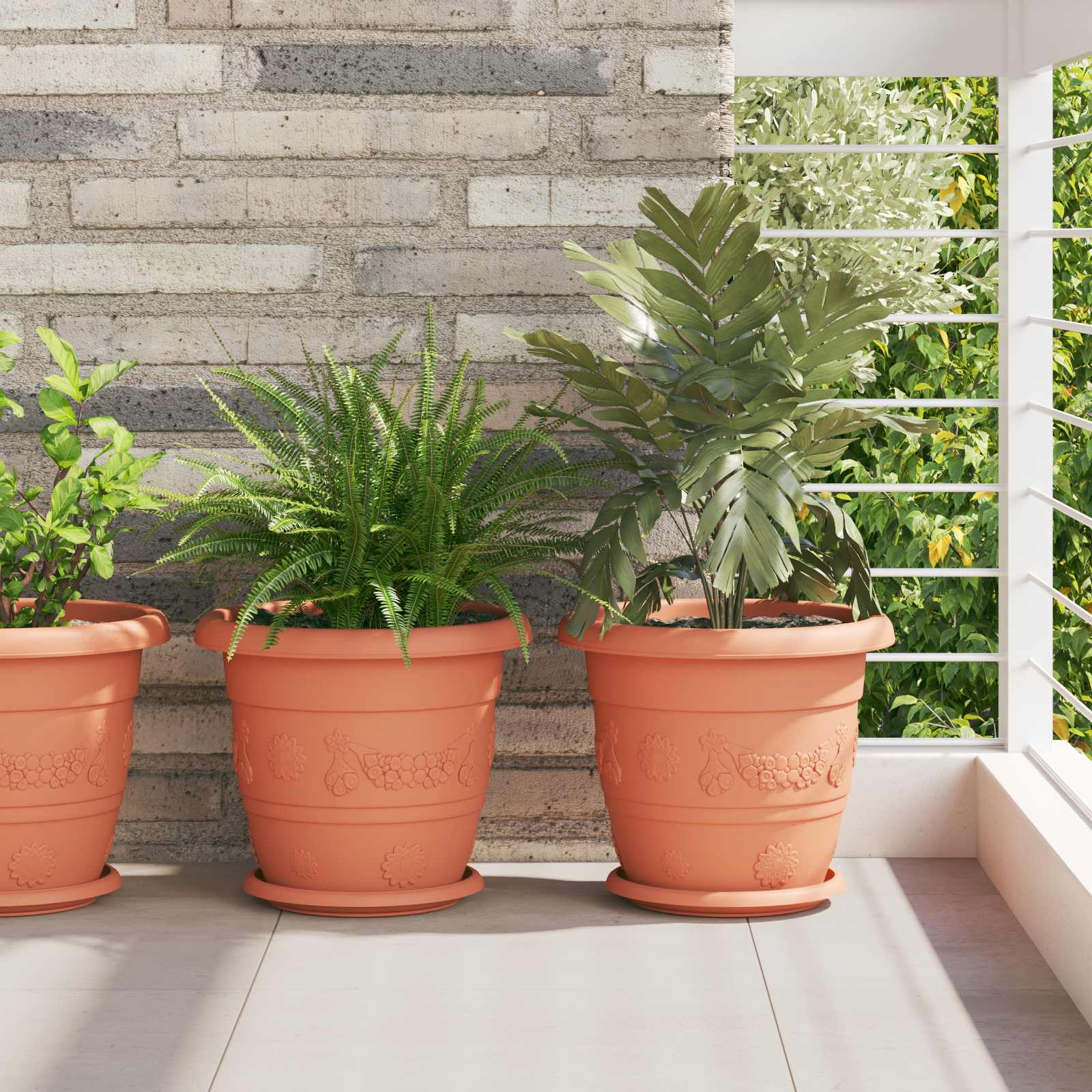Vasi per Piante 24 pcs Rosso Mattone Ø 30 x 25 cm Plastica | homemem39