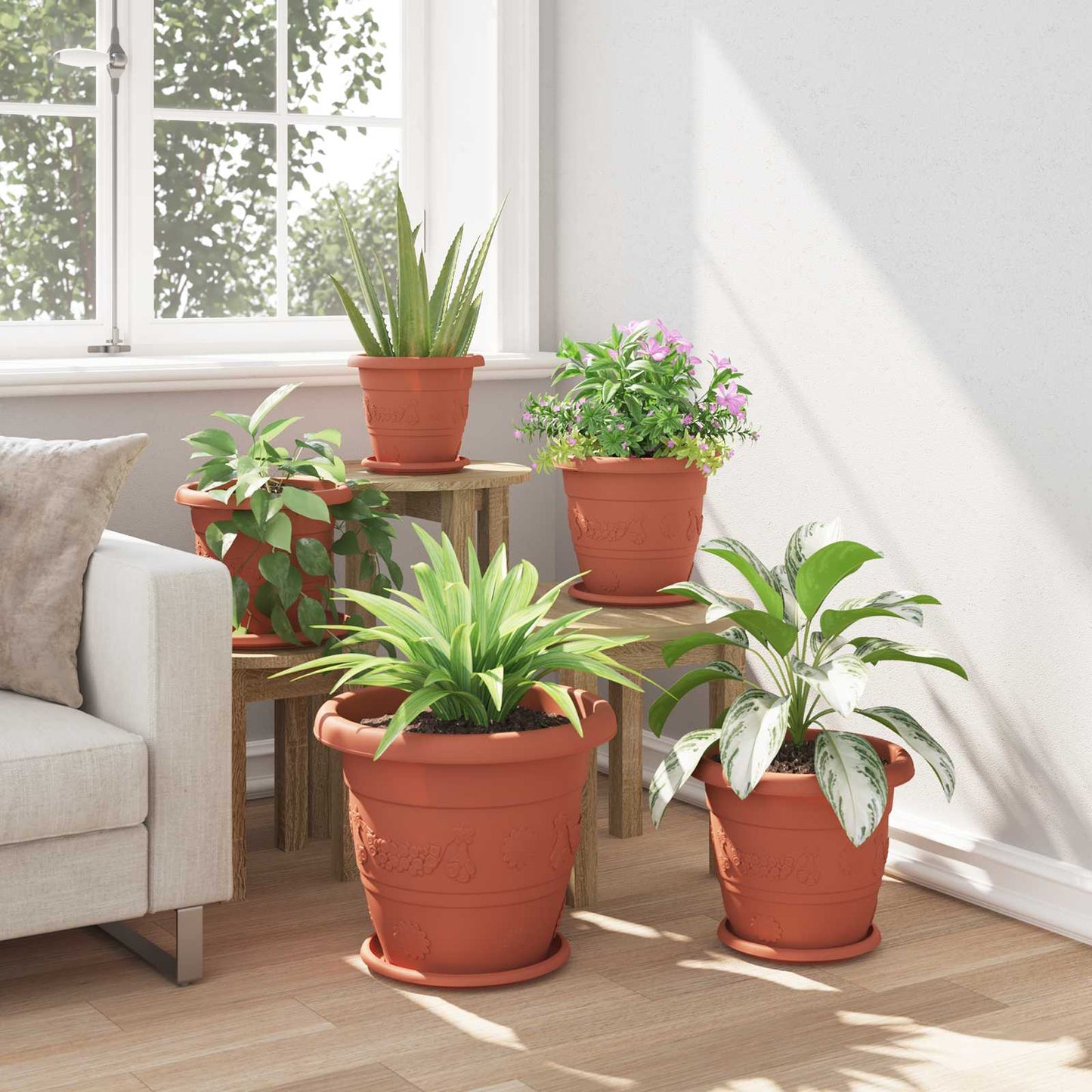 Vasi per Piante 24 pcs Rosso Mattone Ø 39 x 32 cm Plastica | homemem39