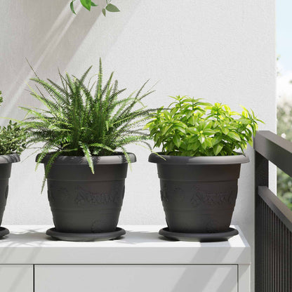 Vasi per Piante 24 pcs Nero Ø 22 x 18 cm Plastica | homemem39