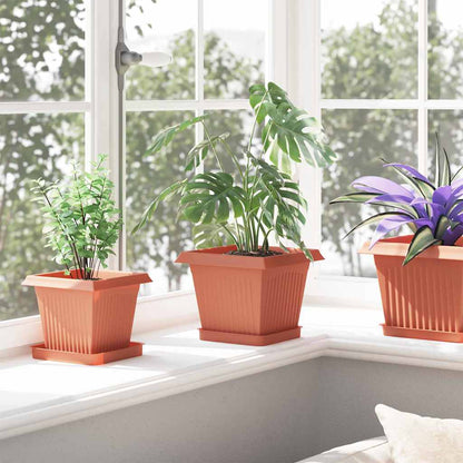 Vasi per Piante 6 pcs Rosso Mattone 20 x 20 x 16 cm Plastica
