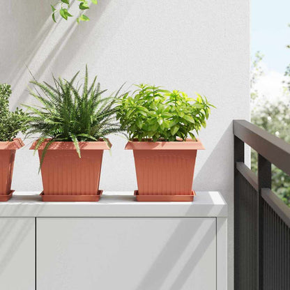 Vasi per Piante 6 pcs Rosso Mattone 23 x 23 x 17,5 cm Plastica | homemem39