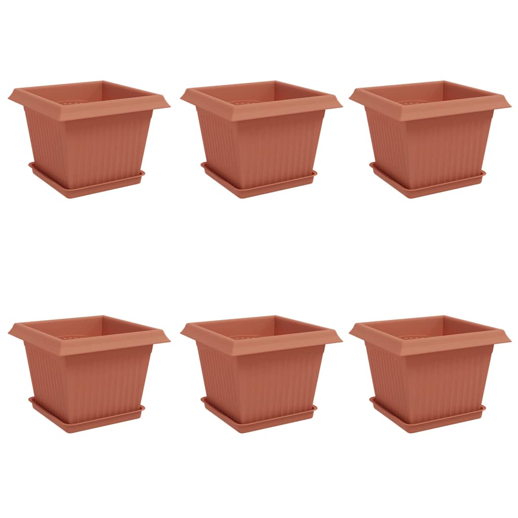 Vasi per Piante 6 pcs Rosso Mattone 23 x 23 x 17,5 cm Plastica | homemem39