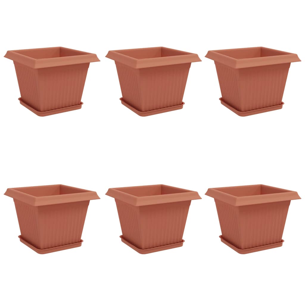 Vasi per Piante 6 pcs Rosso Mattone 28,5 x 28,5 x 22 cm