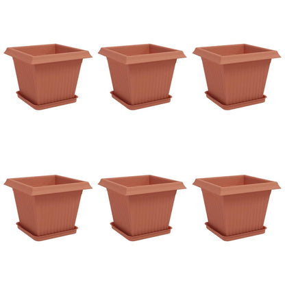 Vasi per Piante 6 pcs Rosso Mattone 33 x 33 x 26 cm Plastica