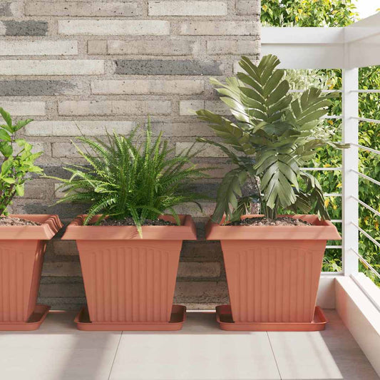 Vasi per Piante 6 pcs Rosso Mattone 38 x 38 x 30 cm Plastica