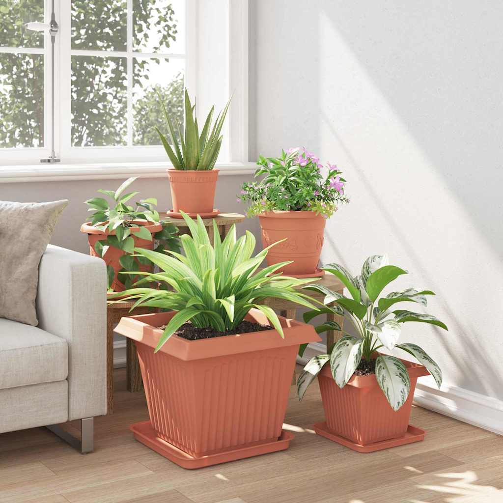 Vasi per Piante 6 pcs Rosso Mattone 43 x 43 x 33,5 cm Plastica | homemem39