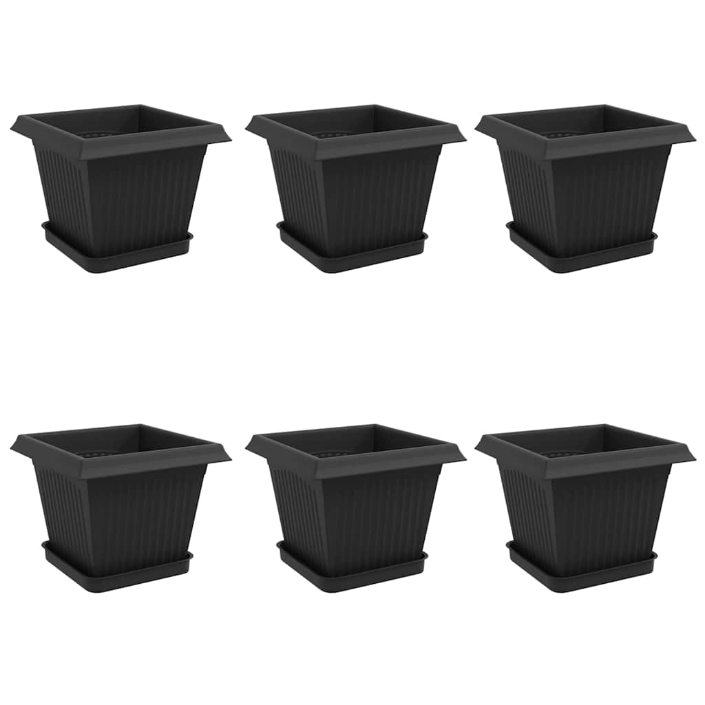 Vasi per Piante 6 pcs Nero 20 x 20 x 16 cm Plastica | homemem39