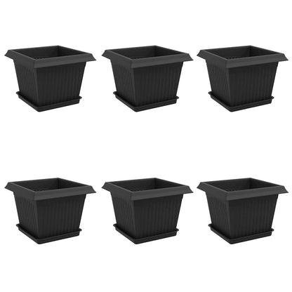 Vasi per Piante 6 pcs Nero 23 x 23 x 17,5 cm Plastica | homemem39