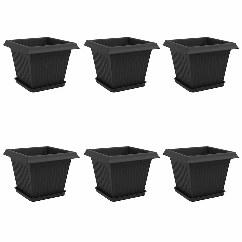 Vasi per Piante 6 pcs Nero 28,5 x 28,5 x 22 cm Plastica | homemem39