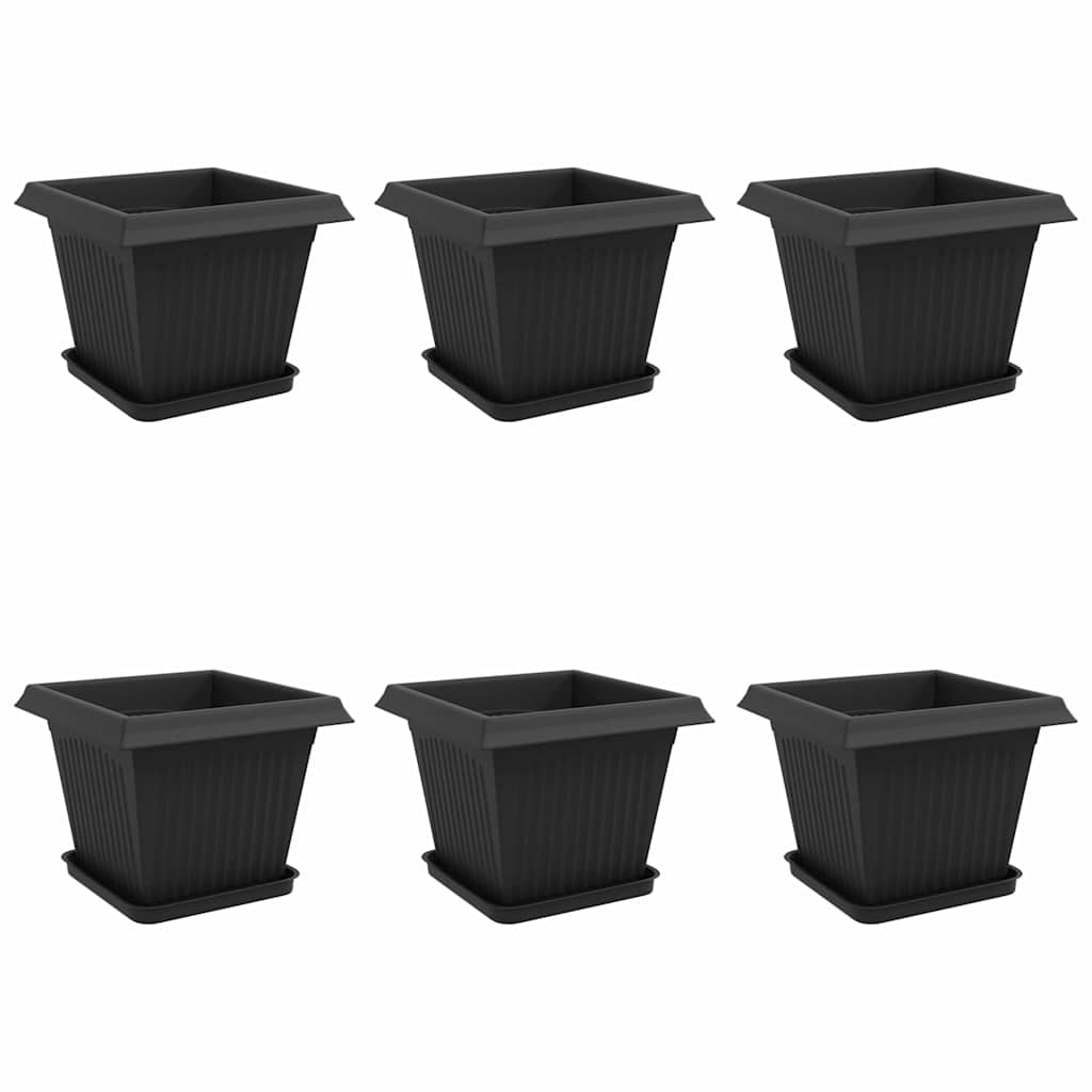 Vasi per Piante 6 pcs Nero 33 x 33 x 26 cm Plastica