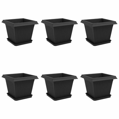 Vasi per Piante 6 pcs Nero 33 x 33 x 26 cm Plastica
