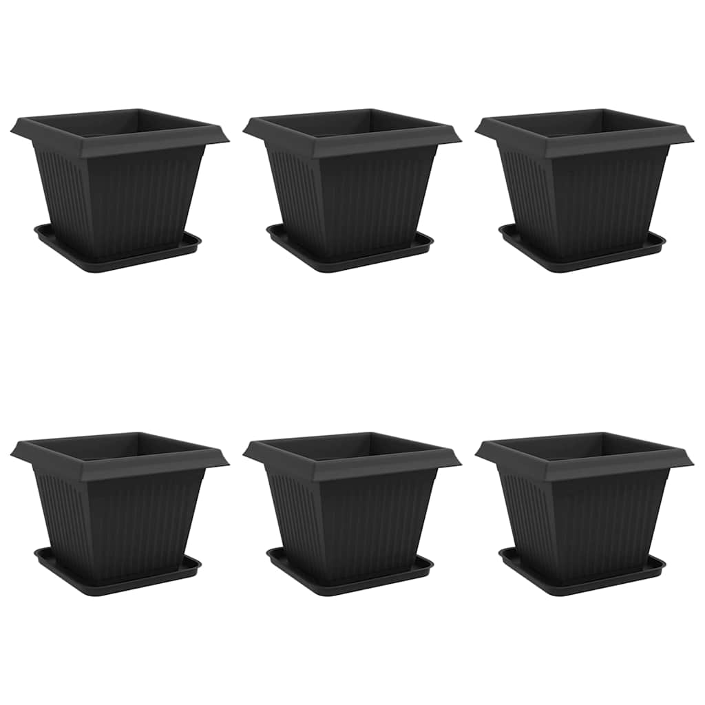 Vasi per Piante 6 pcs Nero 38 x 38 x 30 cm Plastica | homemem39