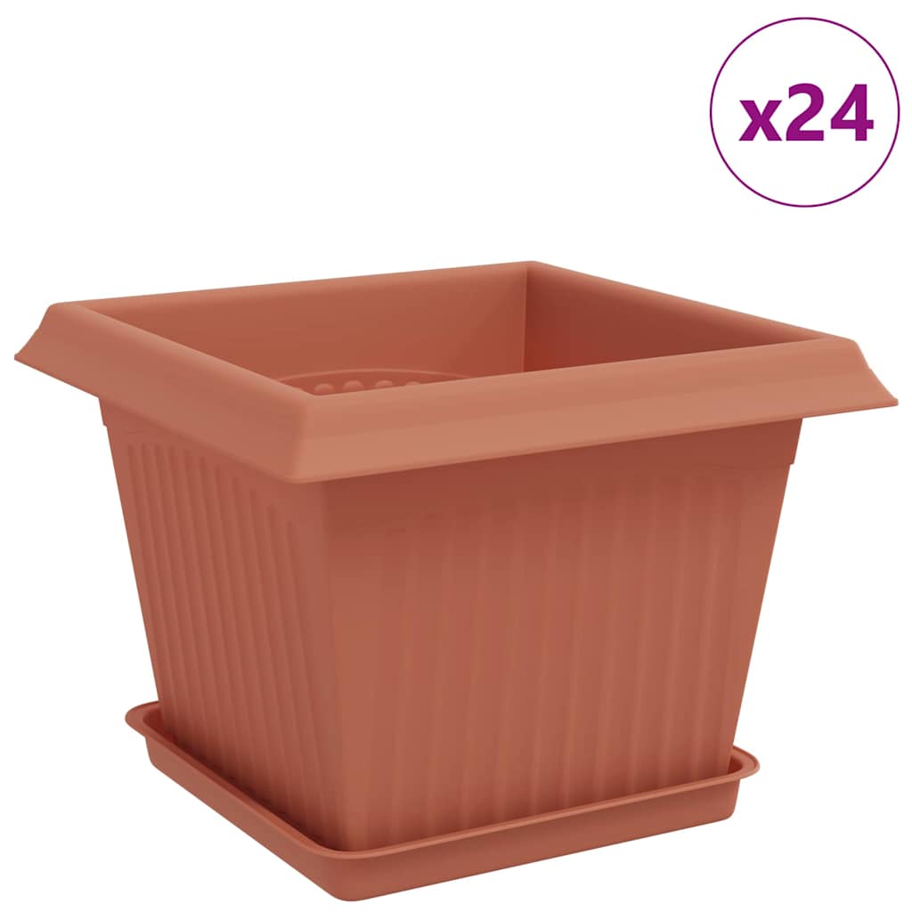 Vasi per Piante 24 pcs Rosso Mattone 23 x 23 x 17,5 cm Plastica | homemem39
