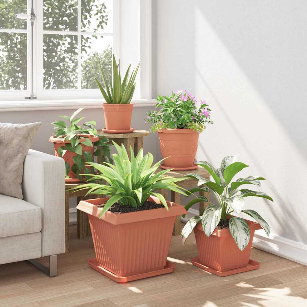Vasi per Piante 24 pcs Rosso Mattone 38 x 38 x 30 cm Plastica | homemem39