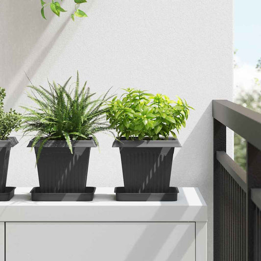 Vasi per Piante 24 pcs Nero 16 x 16 x 14 cm Plastica | homemem39
