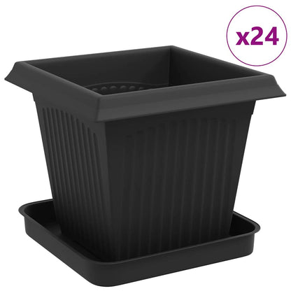 Vasi per Piante 24 pcs Nero 16 x 16 x 14 cm Plastica | homemem39