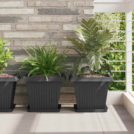 Vasi per Piante 24 pcs Nero 33 x 33 x 26 cm Plastica