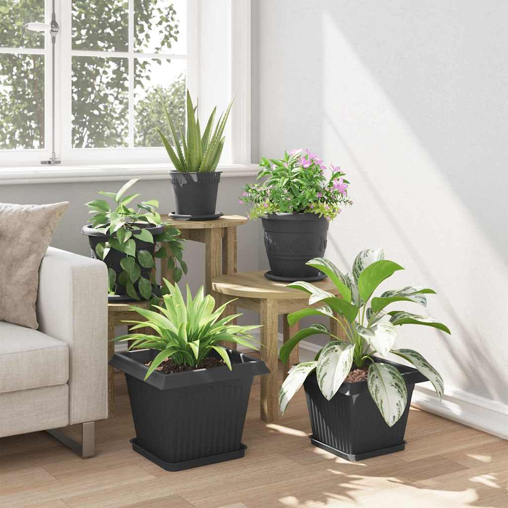 Vasi per Piante 24 pcs Nero 33 x 33 x 26 cm Plastica