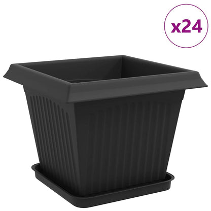 Vasi per Piante 24 pcs Nero 33 x 33 x 26 cm Plastica