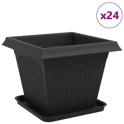 Vasi per Piante 24 pcs Nero 38 x 38 x 30 cm Plastica
