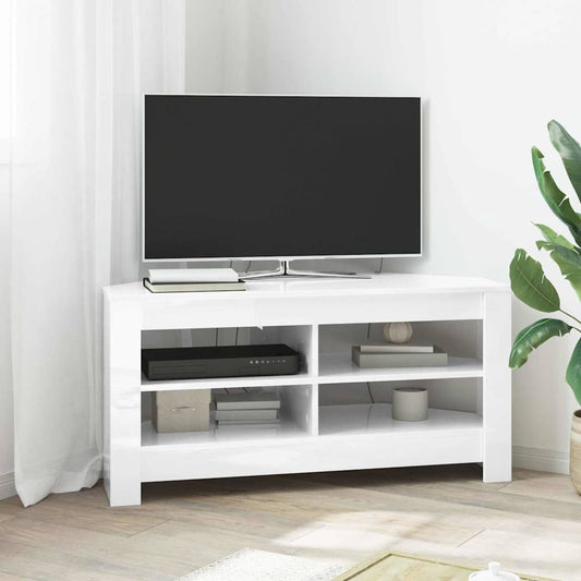 MobileTVAngolare Bianco ad Alto Lucido 102 x 40,5 x 45 cm