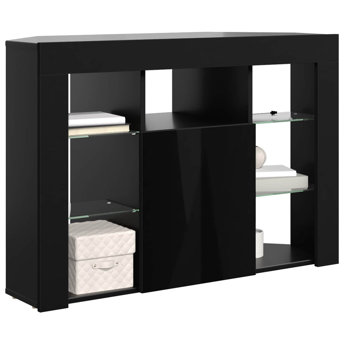 Mobile TV LED Angolare 100x40x68cm Nero Legno ingegnerizzato | homemem39