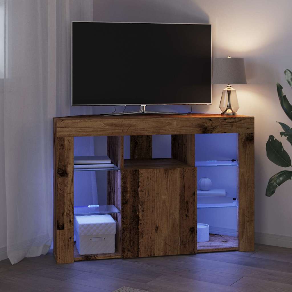 Mobile TV LED Angolare 100x40x68cm Legno vecchio | homemem39