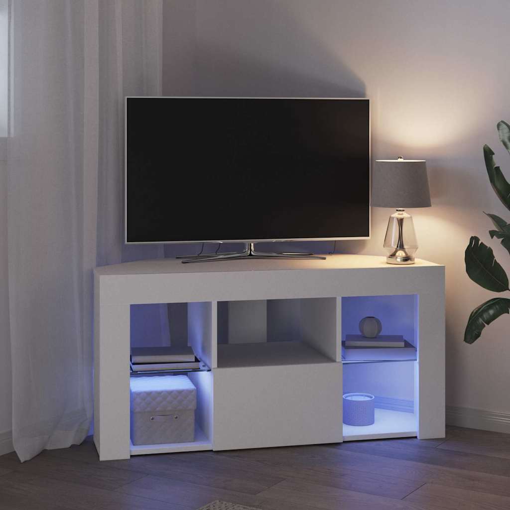 Mobile TV LED Angolare Bianco 100 x 40 x 50 cm