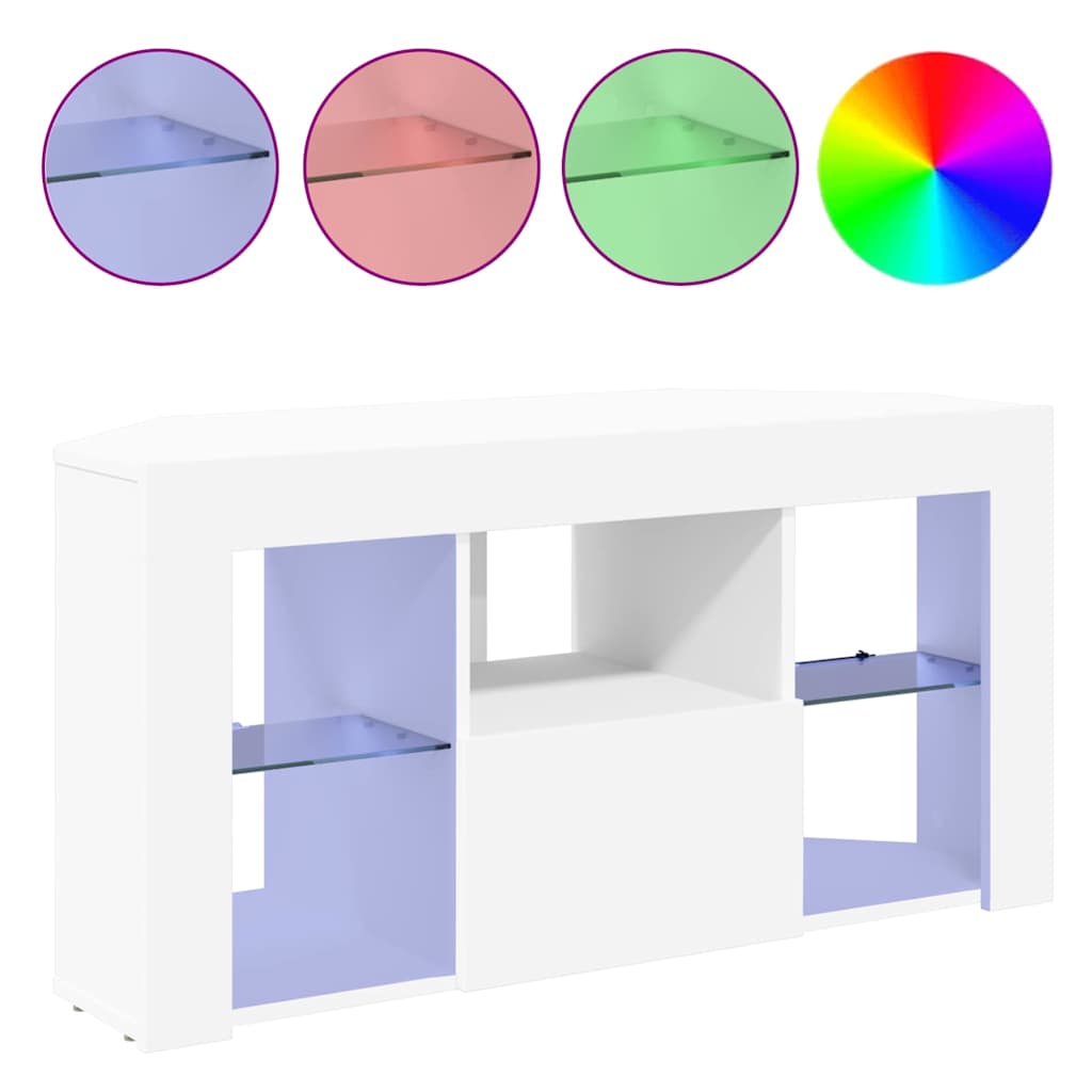 Mobile TV LED Angolare Bianco 100 x 40 x 50 cm