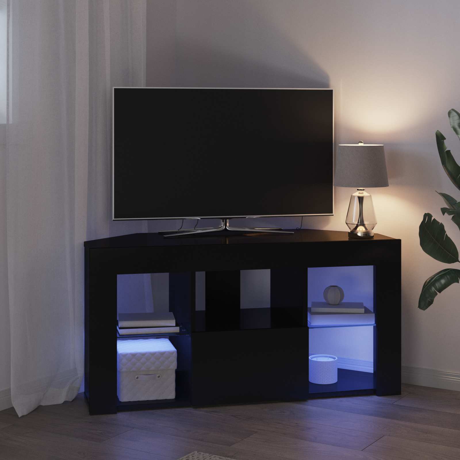 Mobile TV LED Angolare 100 x 40 x 50 cm Nero | homemem39