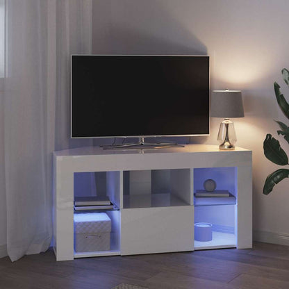 Mobile TV LED Angolare Bianco ad Alto Lucido 100 x 40 x 50 cm