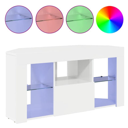 Mobile TV LED Angolare Bianco ad Alto Lucido 100 x 40 x 50 cm