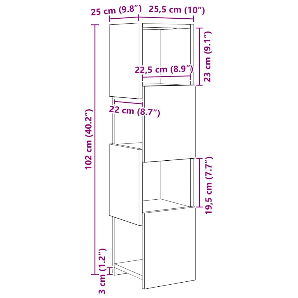 Mobile angolare 25,5x25x102cm Legno ingegnerizzato | homemem39