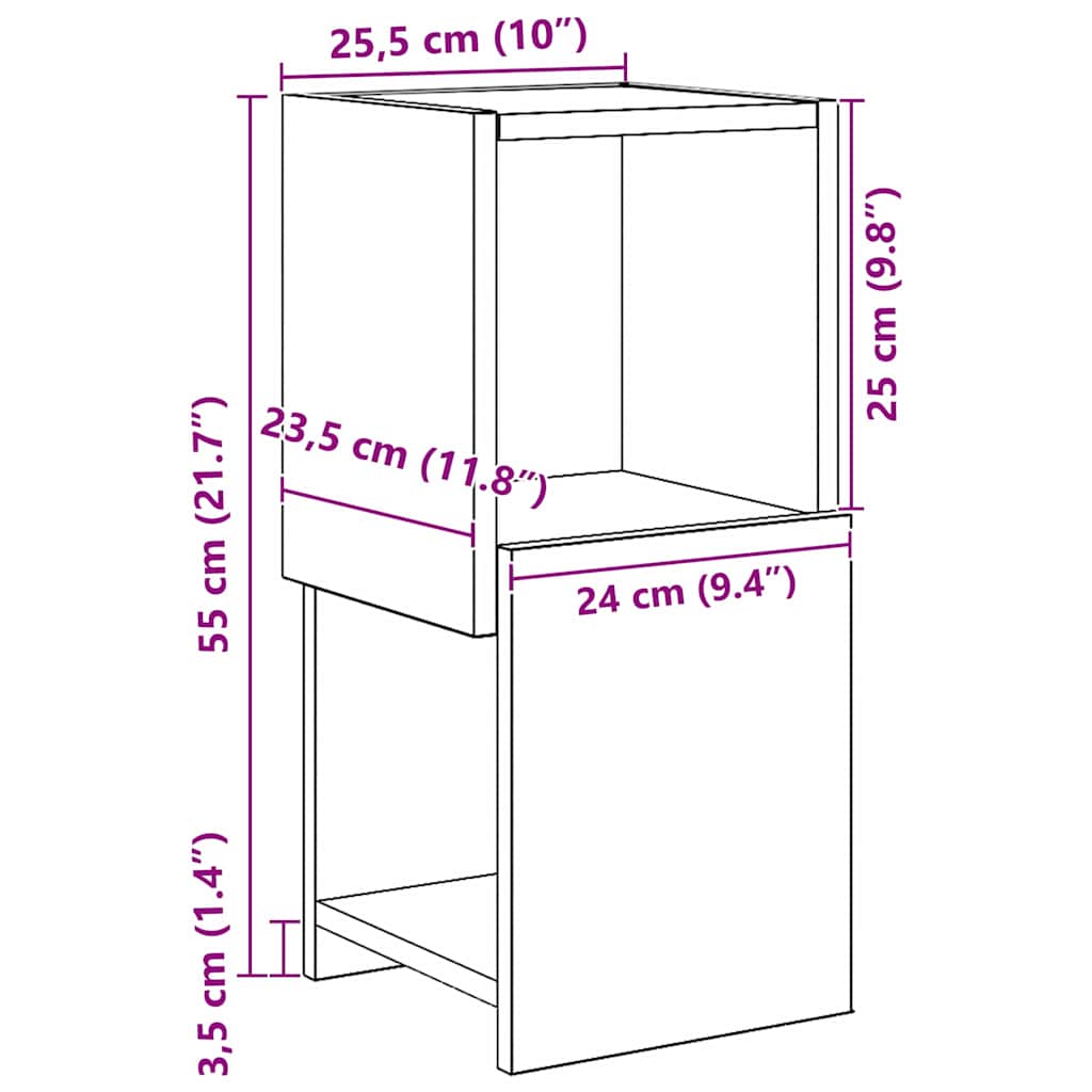 Mobile angolare 25,5x25x55cm Legno ingegnerizzato - homemem39