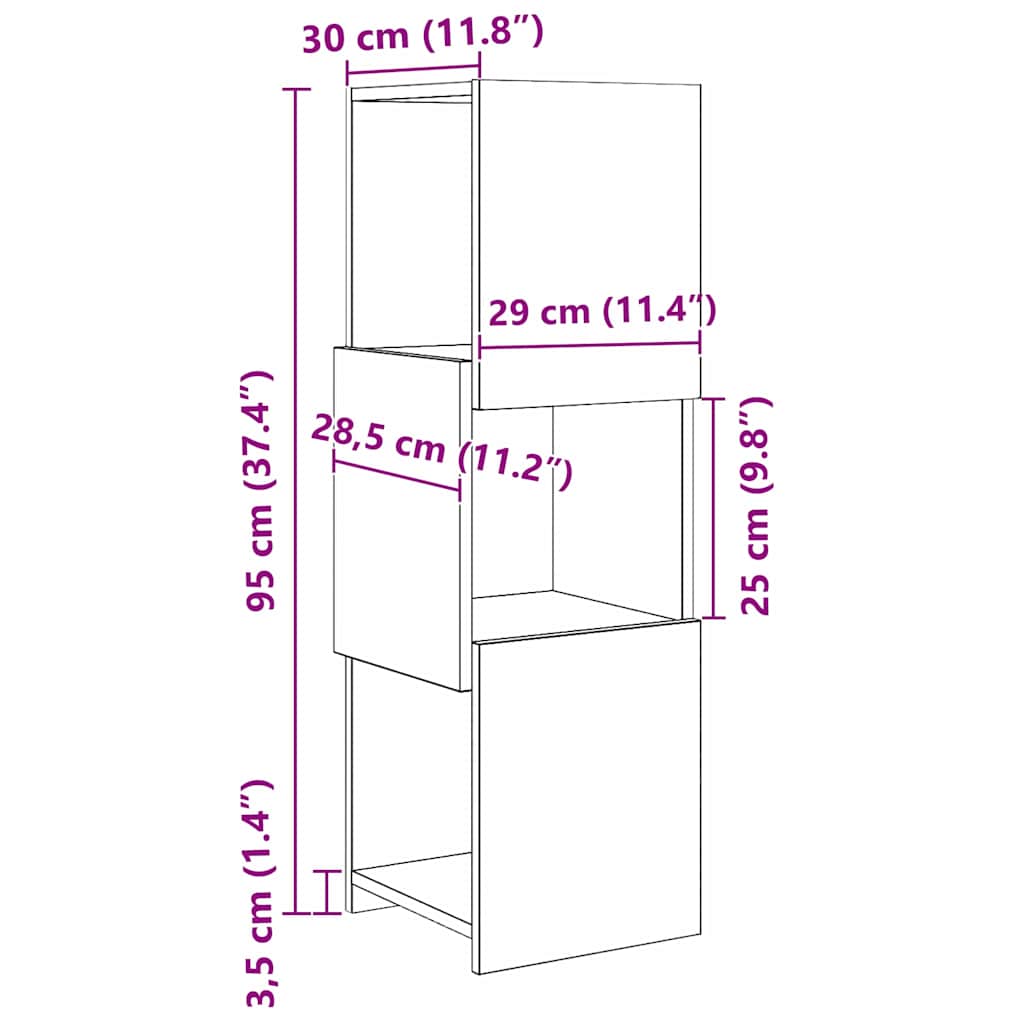 Mobile angolare 30,5x30x95cm Legno ingegnerizzato - homemem39