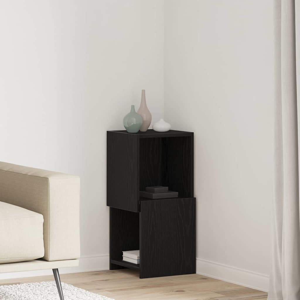 Mobile angolare 30,5x30x65cm Legno ingegnerizzato Rovere Nero - homemem39