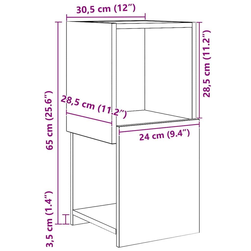Mobile angolare 30,5x30x65cm Legno ingegnerizzato - homemem39