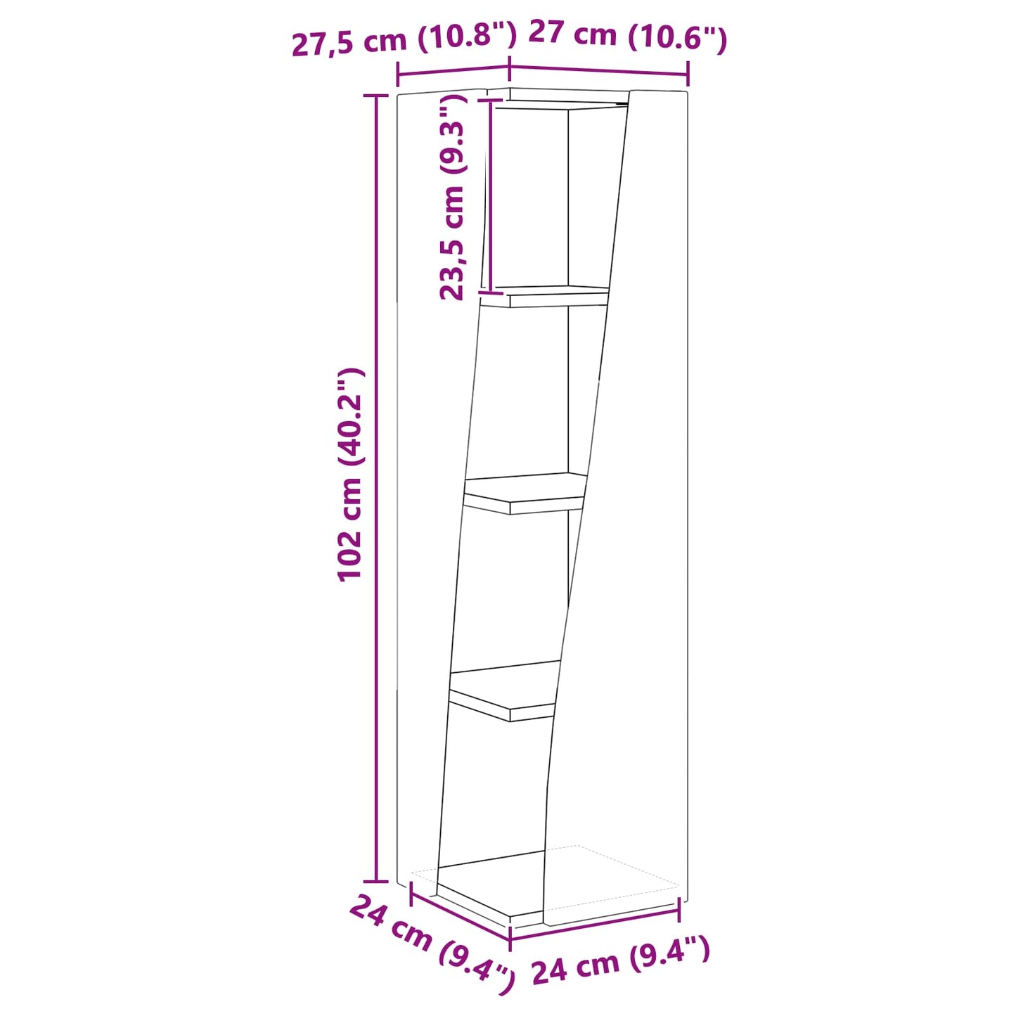 Mobile angolare 27,5x27x102cm Legno ingegnerizzato