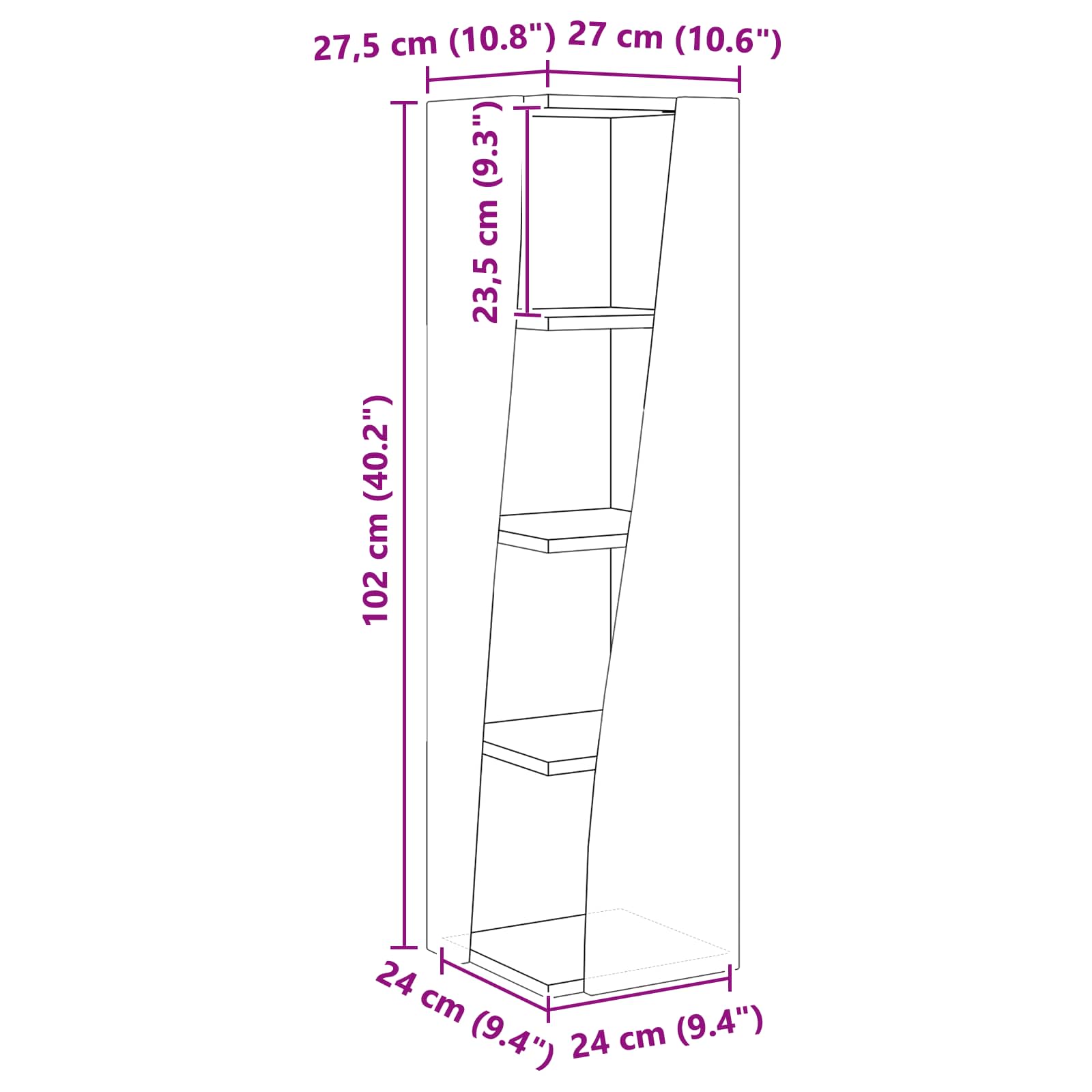 Mobile angolare 27,5x27x102cm Legno ingegnerizzato | homemem39