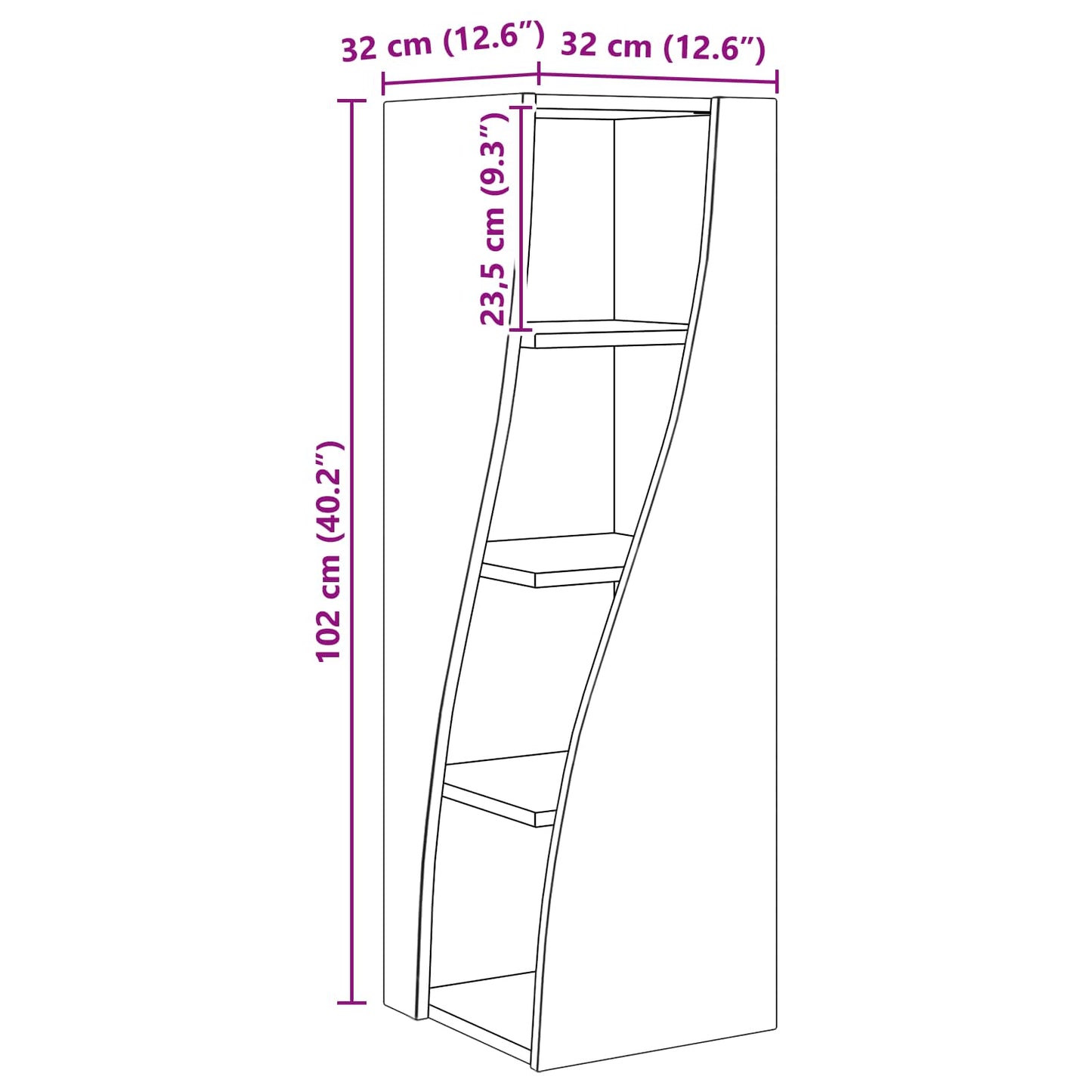 Mobile angolare 32x32x102cm Legno ingegnerizzato