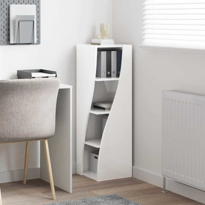 Mobile angolare Bianco Lucido 32x32x102cm Legno multistrato | homemem39